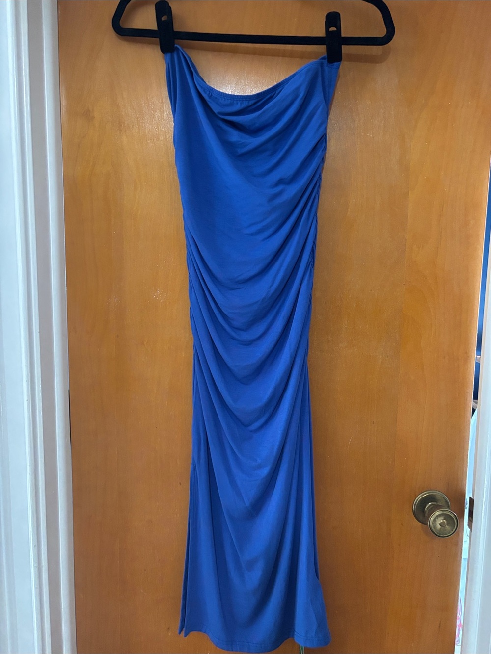 SHEIN Royal Blue Strapless Ruched Maxi Dress